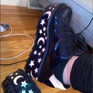 YRU LALA LUNA star & moon reflective platform boots